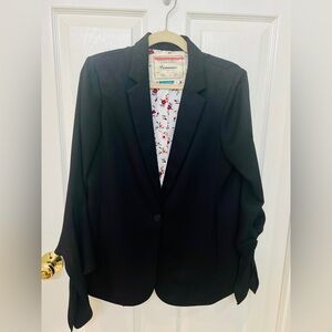 Cartonnier Women's Black Blazer with Floral Lining. Anthropologie